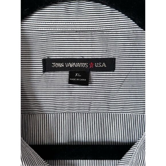 John Varvatos USA LS Button Up Shirt Mens XL Grey Striped Coastal Prep - Picture 2 of 7